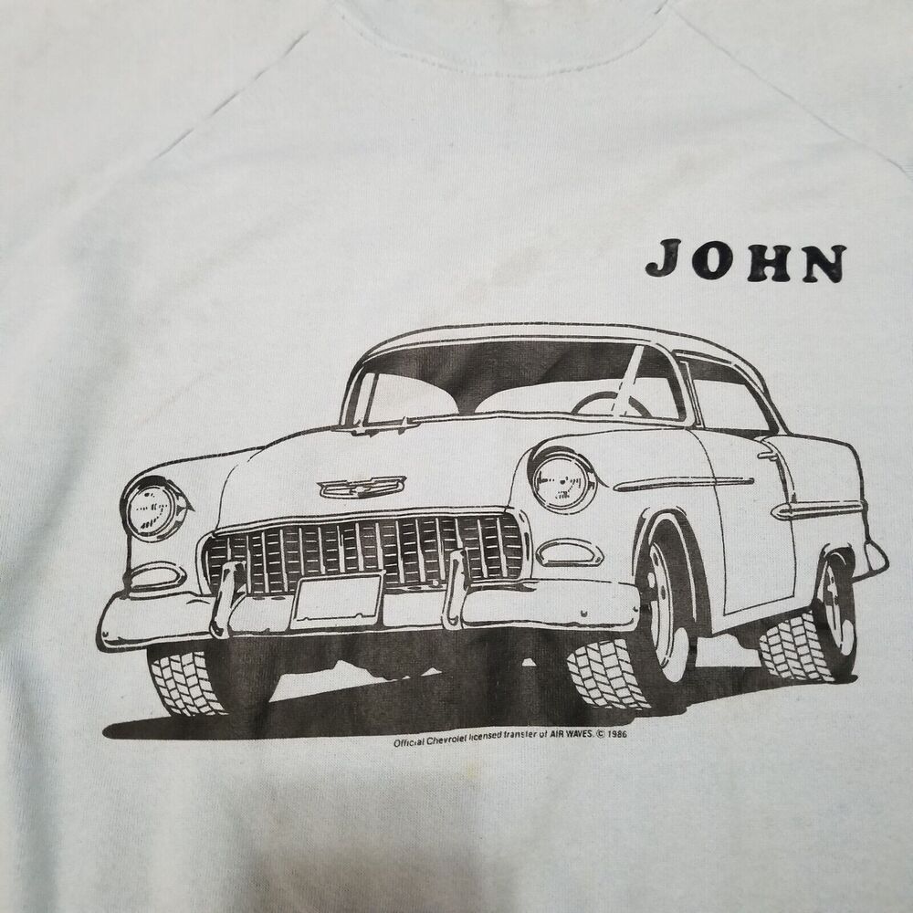 Vintage 80s Chevrolet 1955 Chevy Bel Air Sweatshirt Size XXXL Platinum T's 1986 - Picture 8 of 16